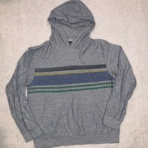 Old Navy Pullover Hoodie - Gray Hooded Pullover with Stripes - Y2K Men’s Large
